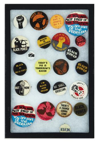 (BLACK PANTHERS.) Collection of Black Panther, Black Power, and other related buttons.